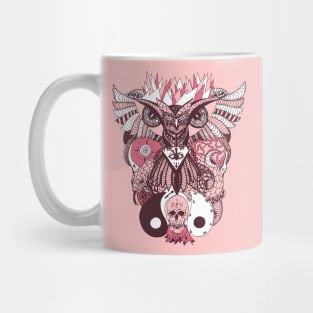 Pink and White Owl And Ageless Skull Mug